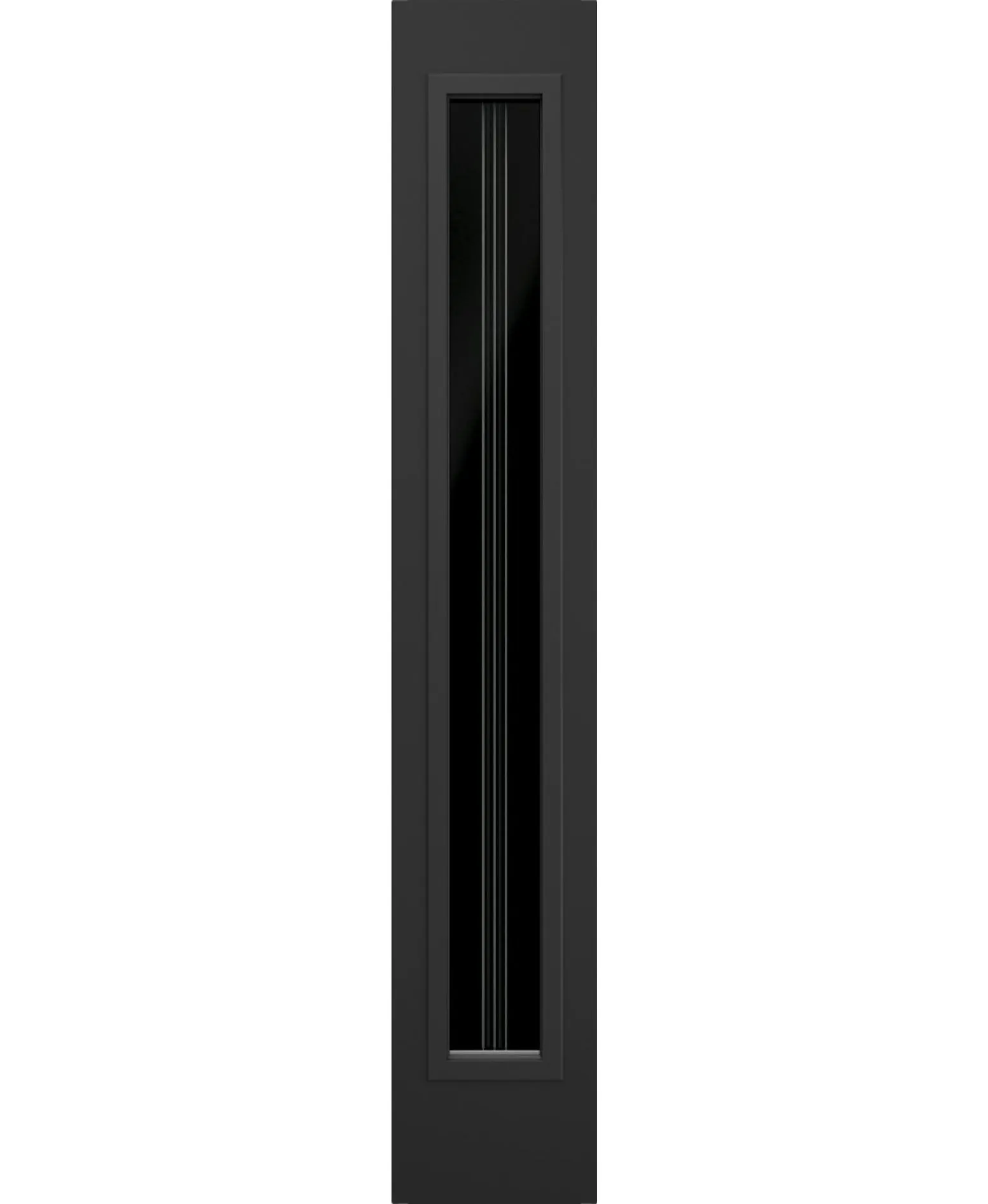 Narrow black entry-door sidelite configuration