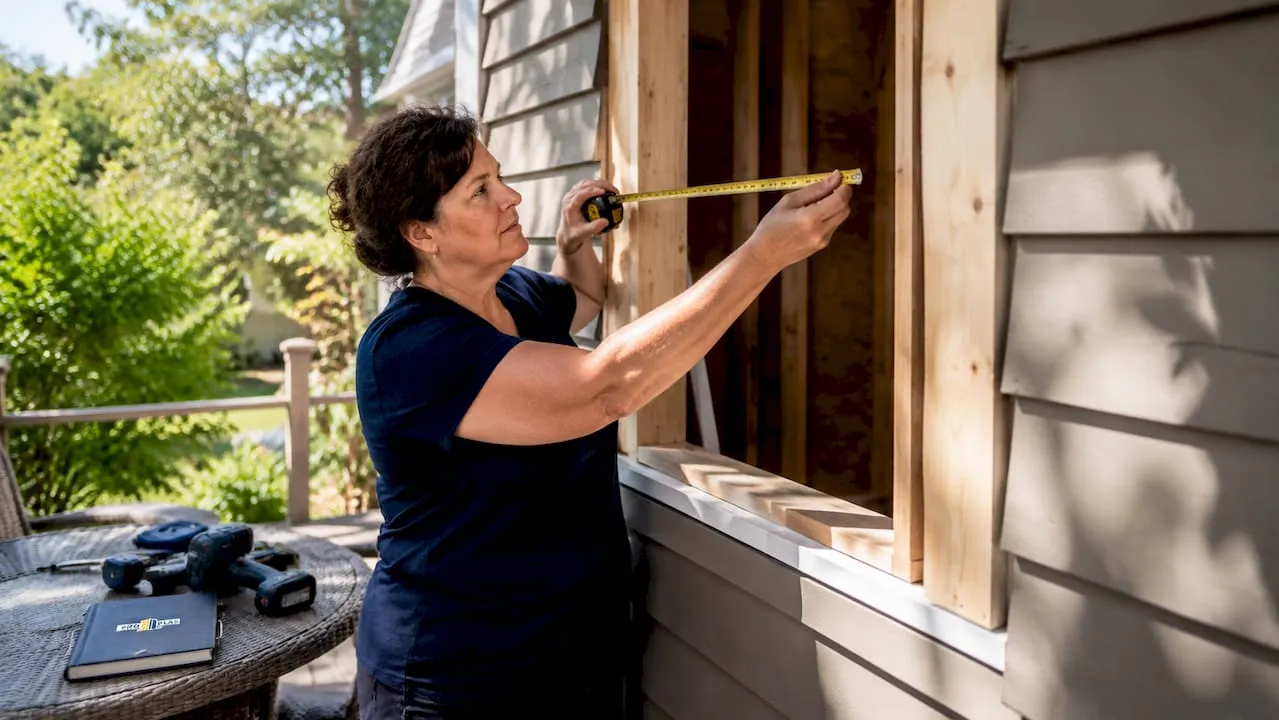 Measuring the rough opening of a window from inside a home