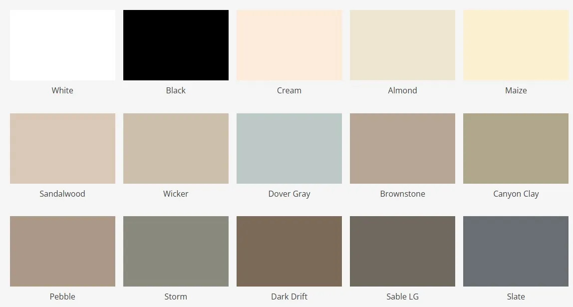 Examples of light, dark and neutral window frame colours