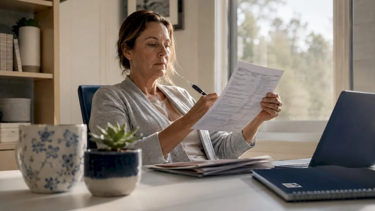 Homeowner reviewing window hardware warranty paperwork