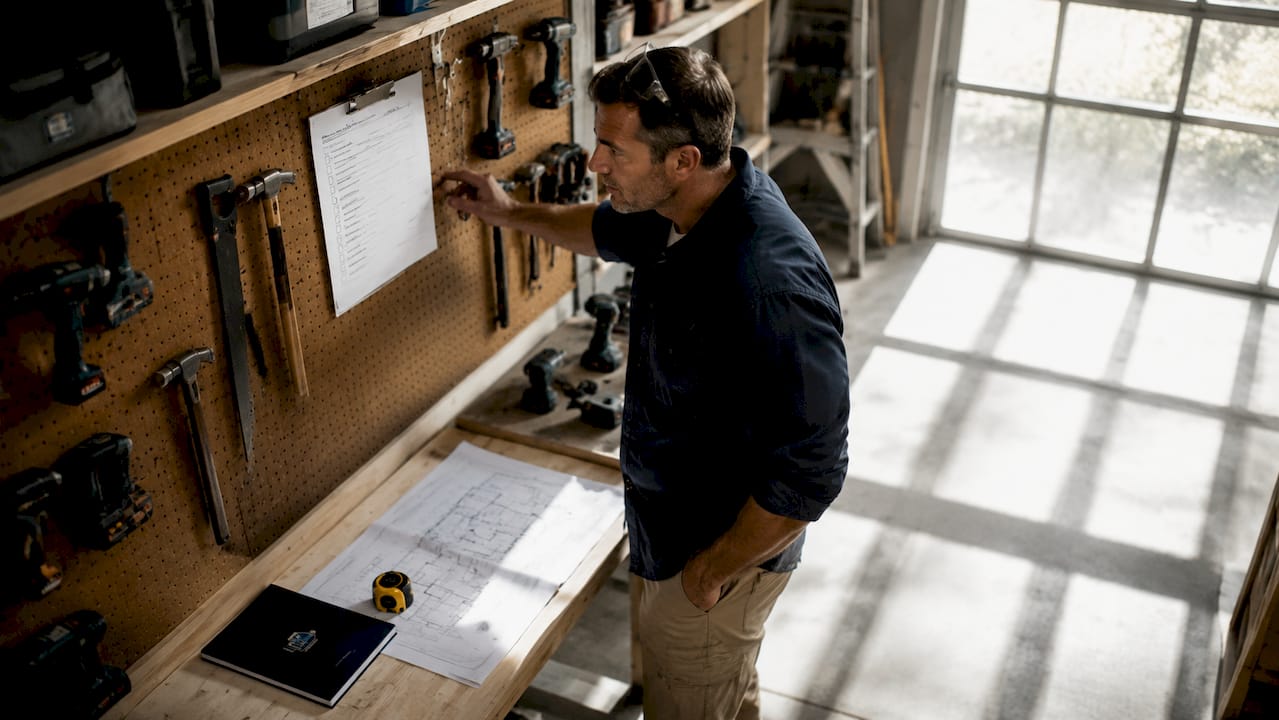 Contractor checking window installation checklist