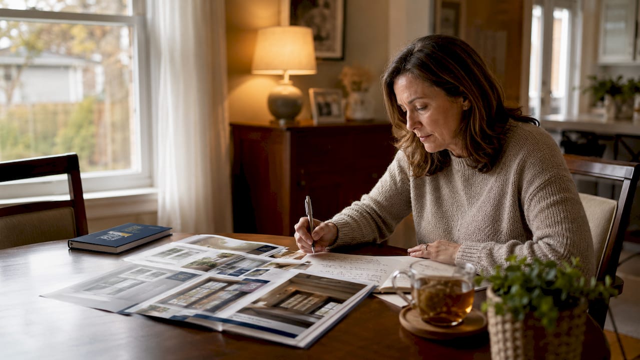 Homeowner reviewing window installation options