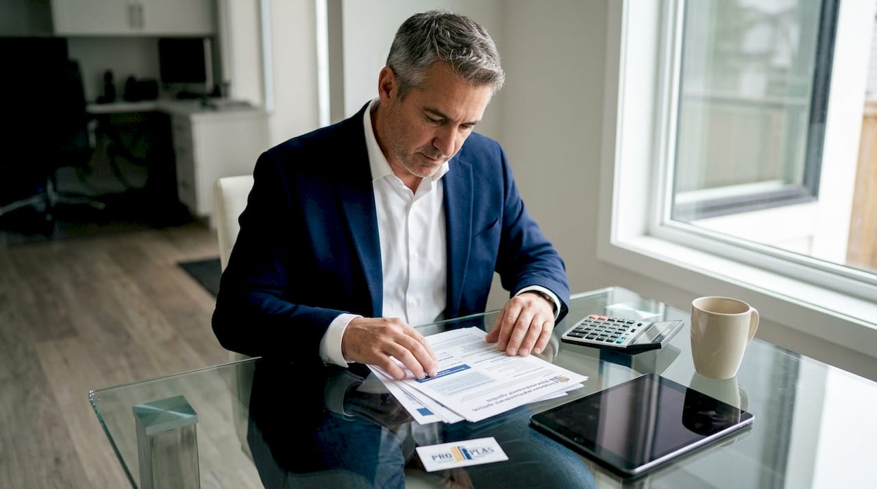 Homeowner reviewing window financing papers