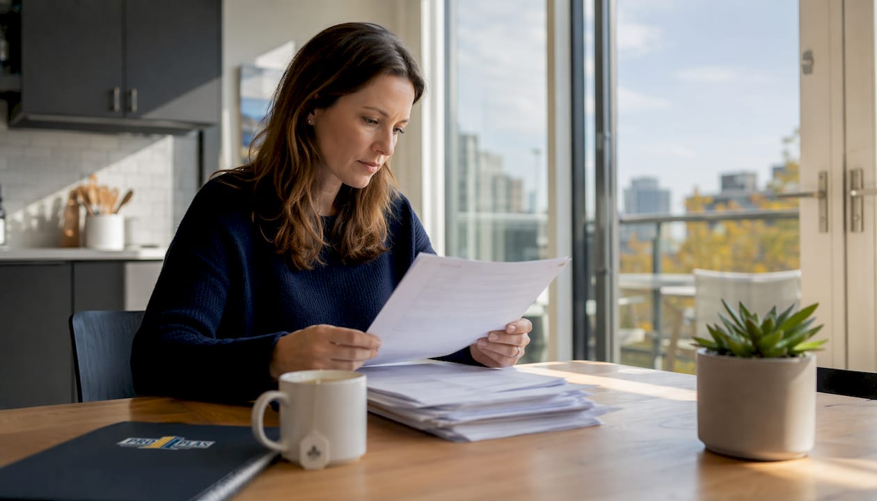 Homeowner reviewing window warranty papers