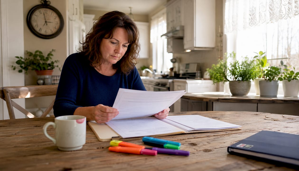 Homeowner reviewing window warranty papers