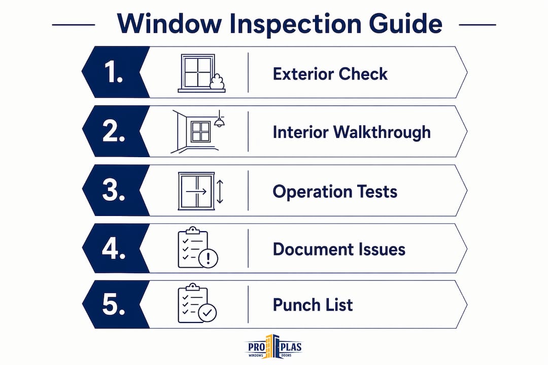 Infographic with step-by-step window inspection guide
