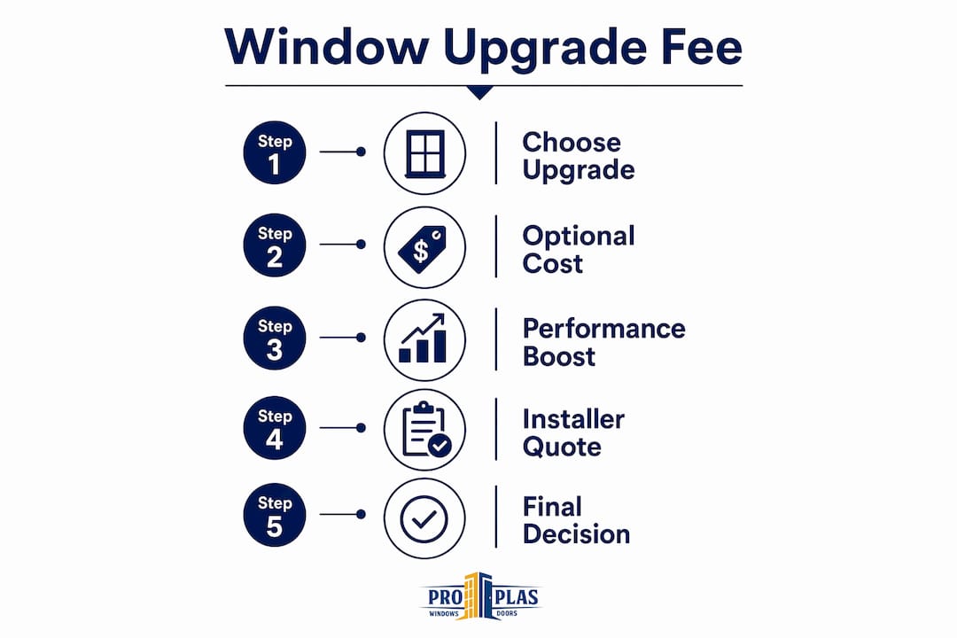 Infographic showing window upgrade fee process steps