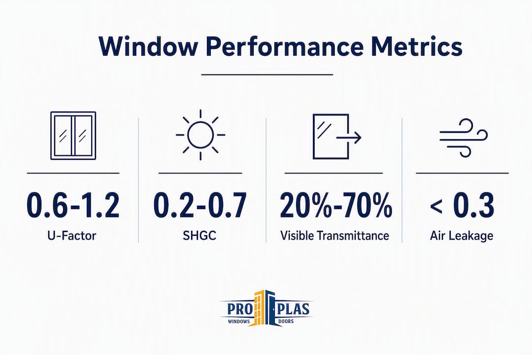 Infographic showing key window insulation performance metrics