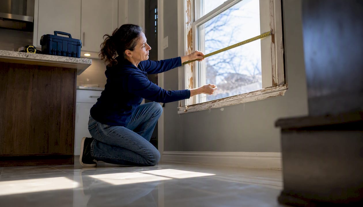 Homeowner measuring window rough opening