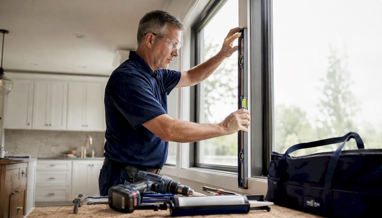 Installer fitting custom window frame