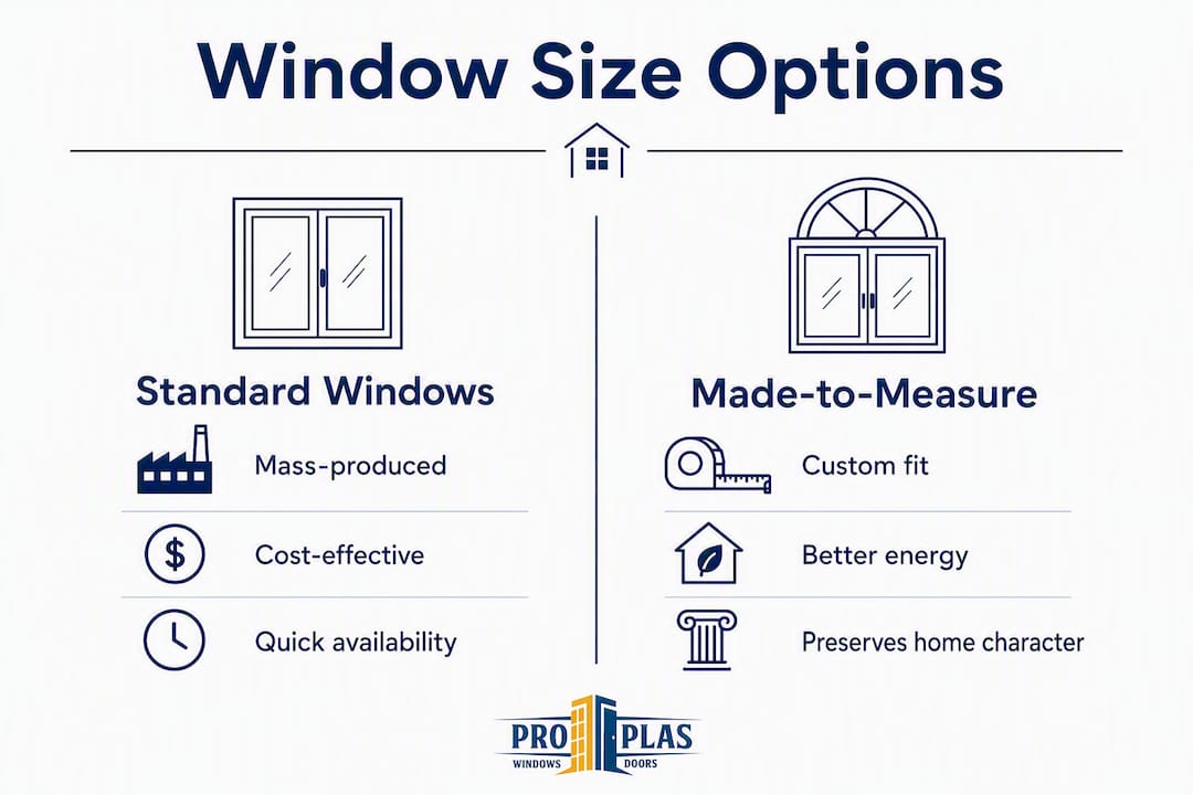 Infographic comparing standard and made-to-measure windows
