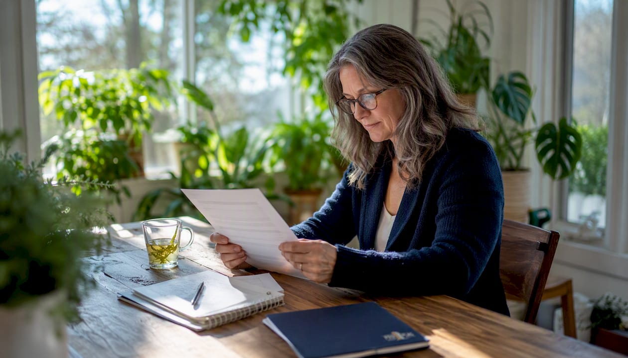 Homeowner reviewing window warranty document