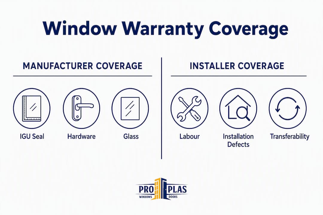 Infographic comparing manufacturer and installer warranty coverages