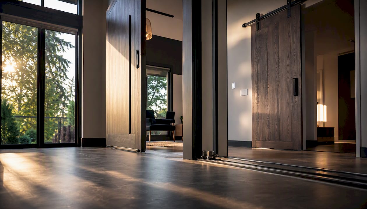 Details of specialty door hardware in home interior
