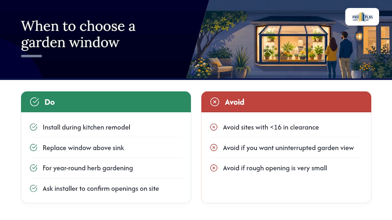When does a garden window actually make sense? — overview diagram